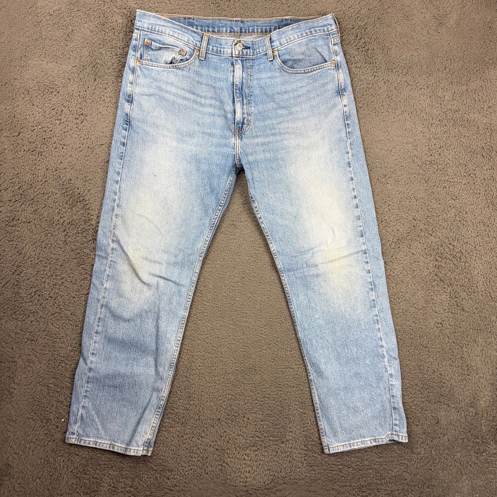 Levis 505 Regular Fit Straight Leg Jeans Mens 38x30 Light Wash Blue